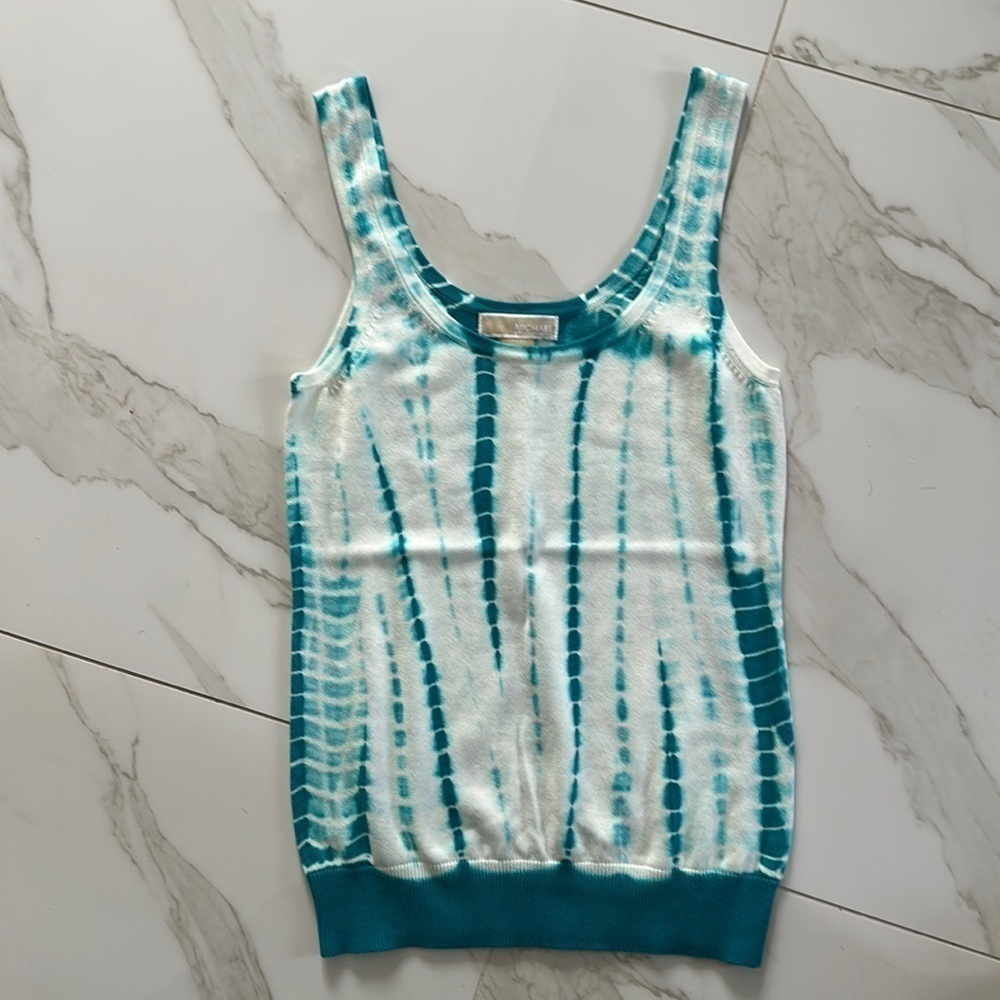 MICHAEL KORS tie dye knit tank size small NEW blue and white